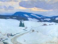 Clarence A. Gagnon Twilight in the Laurentians, winter